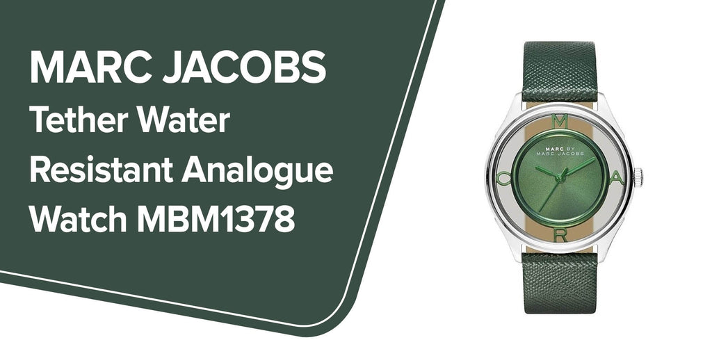 Marc Jacobs Tether Transparent Green Dial Green Leather Strap Watch for Women - MBM1378