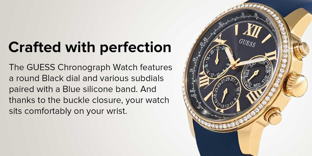 Guess Sunrise Blue Dial with Diamonds Blue Rubber Strap Watch For Women - W0616L2