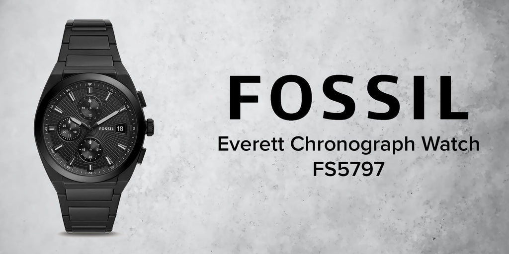 Fossil Everett Chronograph Black Dial Black Steel Strap Watch for Men - FS5797