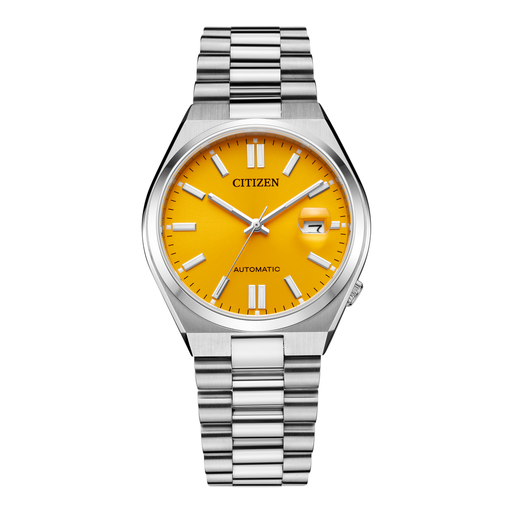 Citizen Tsuyosa Automatic Yellow Dial Silver Steel Strap Watch for Men - NJ0150-81Z