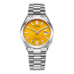 Citizen Tsuyosa Automatic Yellow Dial Silver Steel Strap Watch for Men - NJ0150-81Z