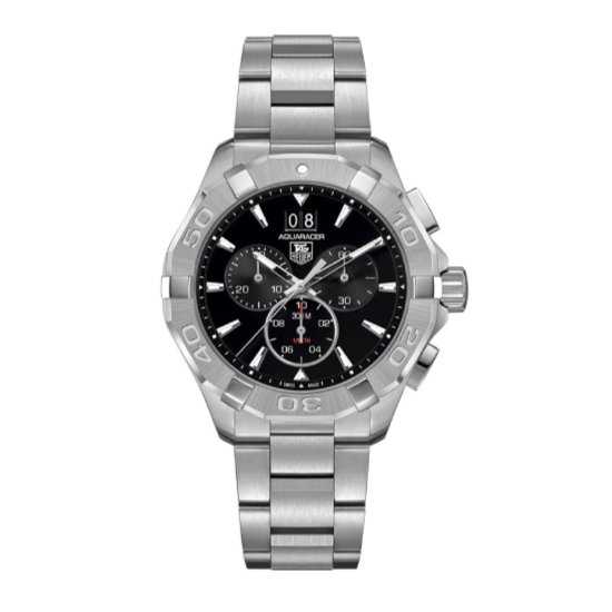 Tag Heuer Aquaracer Chronograph Black Dial Silver Steel Strap Watch for Men - CAY1110.BA0927