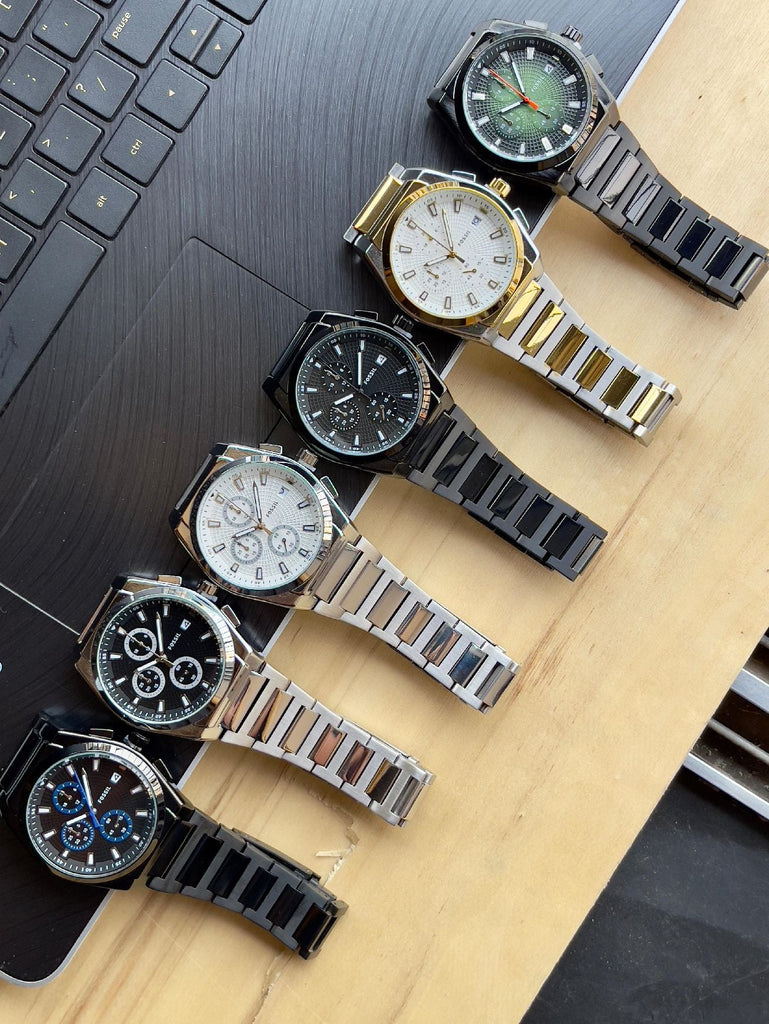 Fossil Everett Chronograph Black Dial Black Steel Strap Watch for Men - FS5797