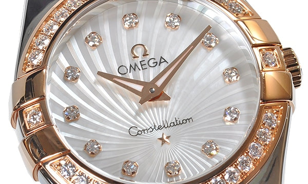 Omega Constellation Diamonds Mother of Pearl Dial Two Tone Steel Strap Watch for Women - 123.25.27.60.55.006