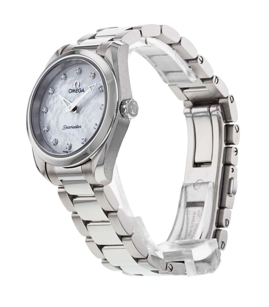 Omega Seamaster Aqua Terra Quartz Diamonds Mother of Pearl Dial Silver Steel Strap Watch for Women - 220.10.28.60.55.001