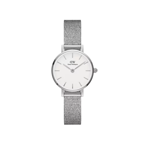 Daniel Wellington Classic Petite Sterling White Dial Silver Mesh Bracelet Watch for Women - DW00100442
