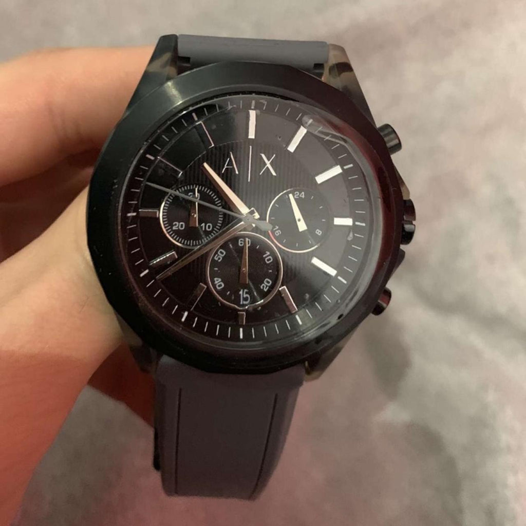 Armani Exchange Drexler Chronograph Black Dial Black Steel Strap Watch For Men - AX2601