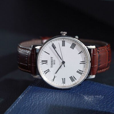 Tissot T Classic Everytime White Dial Brown Leather Strap Watch For Men - T109.410.16.033.00