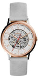 Fossil Vintage Muse Automatic Skeleton White Dial Grey Leather Strap Watch for Women - ME3131