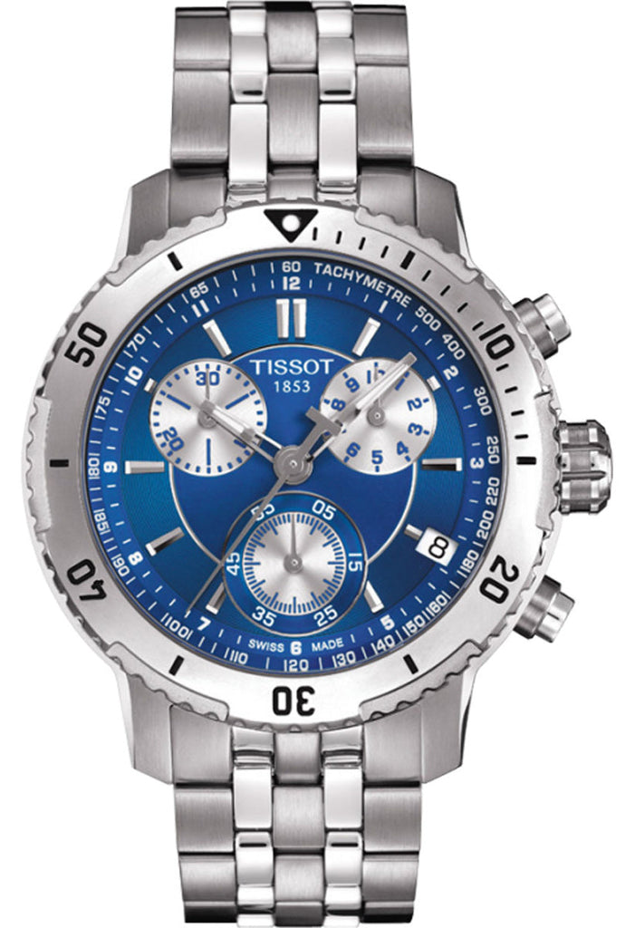 Tissot T Sport PRS 200 Chronograph Blue Dial Silver Steel Strap Watch For Men - T067.417.11.041.00