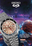 Seiko 5 Sports GMT Thong Sia Limited Edition Brown Dial Silver Steel Strap Watch for Men - SSK043K1