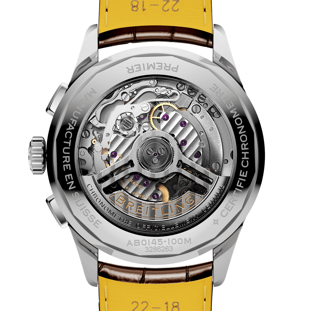 Breitling Premier B01 Chronograph 42 White Dial Brown Leather Strap Watch for Men - AB0145211G1P1