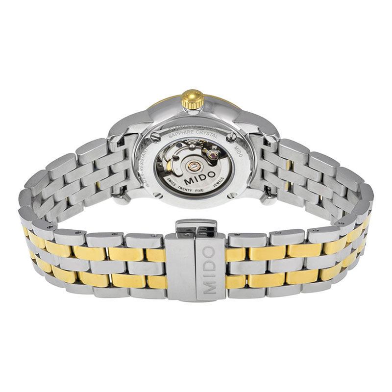 Mido Baroncelli III Automatic White Dial Two Tone Steel Strap Watch For Women - M7600.9.26.1