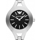 Emporio Armani Classic Quartz Black Dial Silver Steel Strap Watch For Women - AR7328