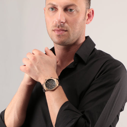 Maserati Triconic Chronograph Grey Dial Brown Leather Strap Watch For Men - R8871639003