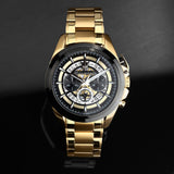 Maserati Traguardo Skeleton Black Dial Gold Steel Strap Watch For Men - R8873612058