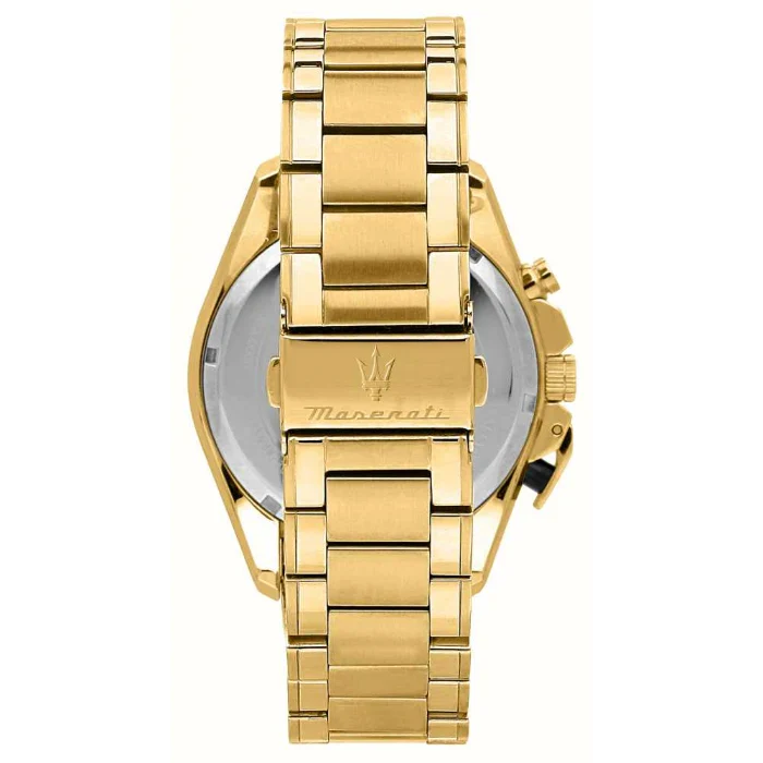 Maserati Traguardo Skeleton Black Dial Gold Steel Strap Watch For Men - R8873612058