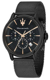 Maserati Epoca Chronograph Black Dial Black Mesh Strap Watch For Men - R8873618013