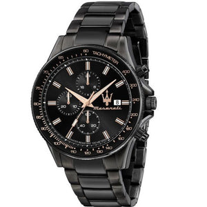 Maserati SFIDA Chronograph Black Dial Black Steel Strap Watch For Men - R8873640011
