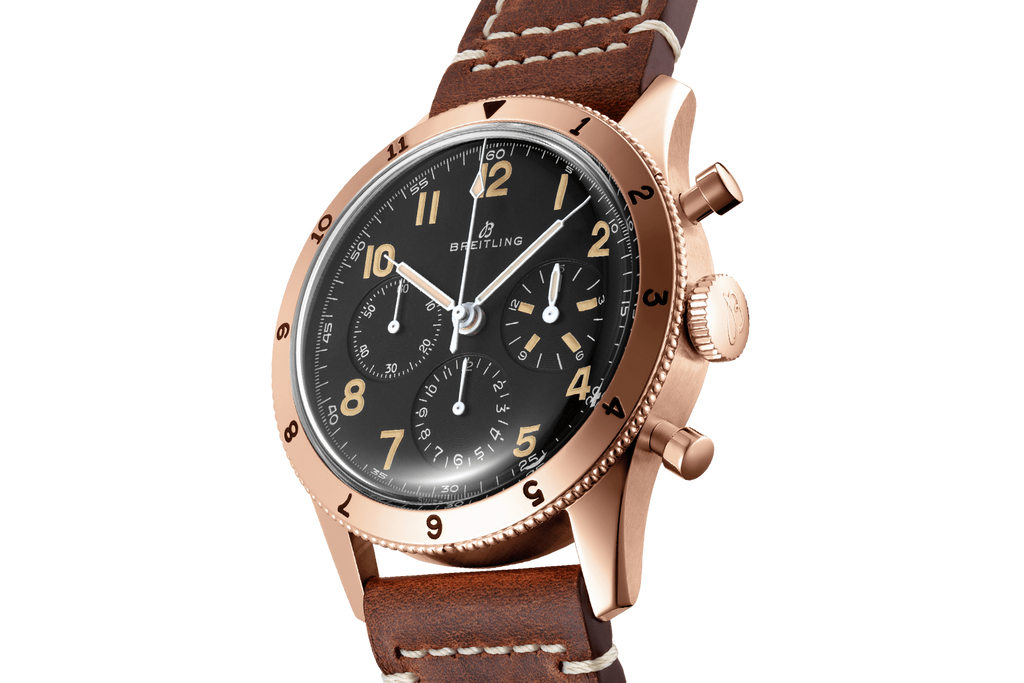 Breitling Avi 1953 Edition Black Dial Brown Leather Strap Watch for Men - RB0920131B1X1