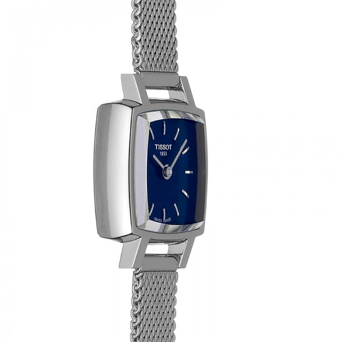 Tissot Lovely Square Blue Dial Silver Mesh Bracelet Watch For Women - T058.109.11.041.00