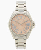 Michael Kors Kacie Three Hand Pink Dial Silver Steel Strap Watch for Women - MK6929