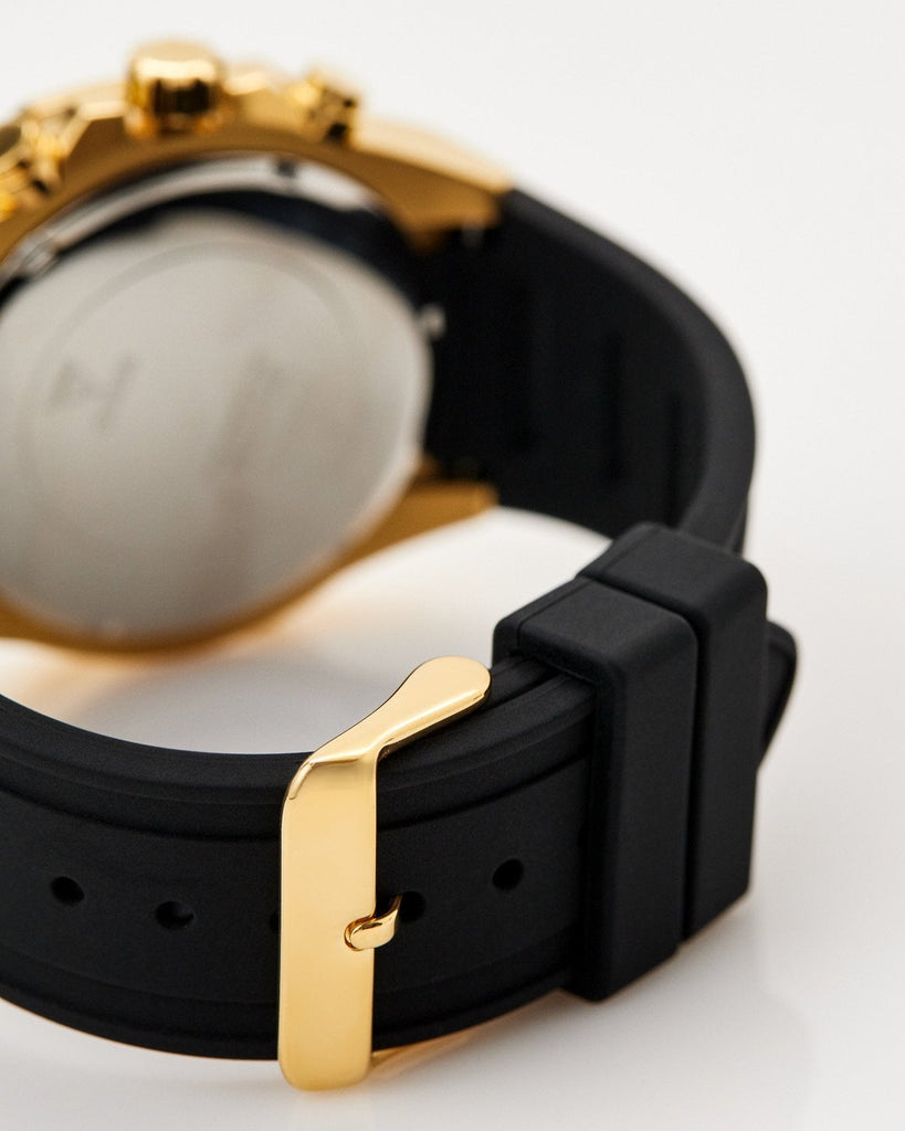 Guess Momentum Chronograph Diamonds Black Dial Black Silicone Strap Watch For Men - GW0518G2