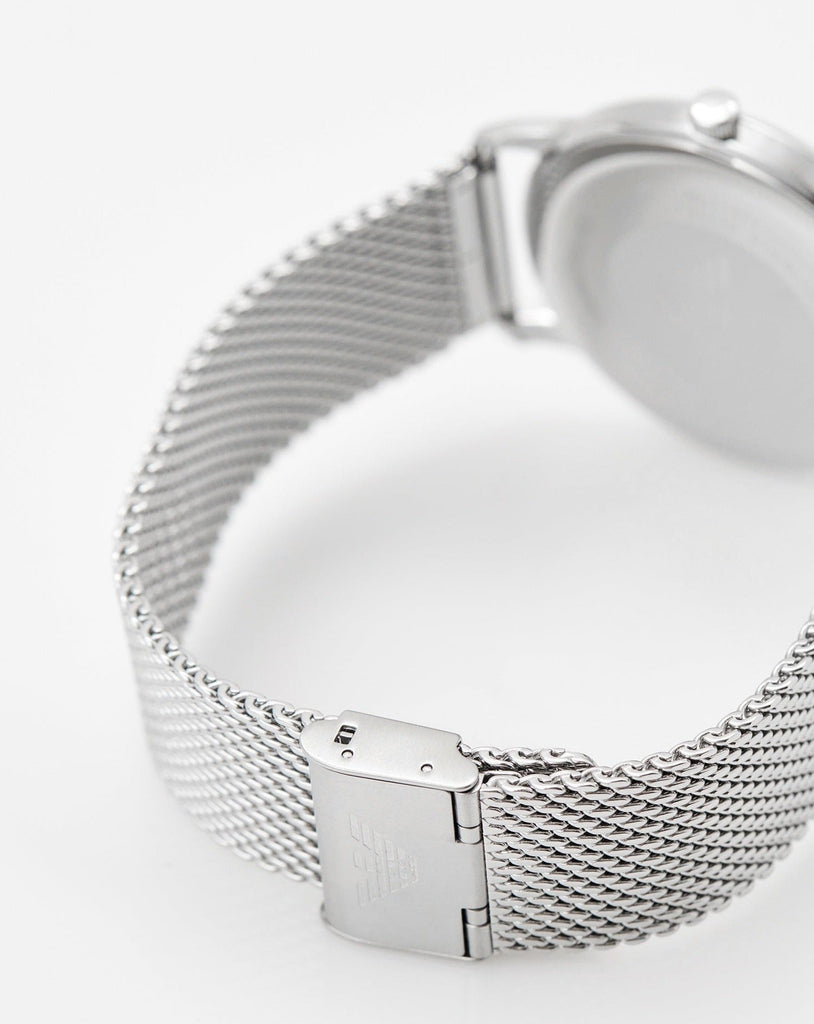 Emporio Armani Minimalist Quartz Blue Dial Silver Steel Strap Watch For Men - AR11571