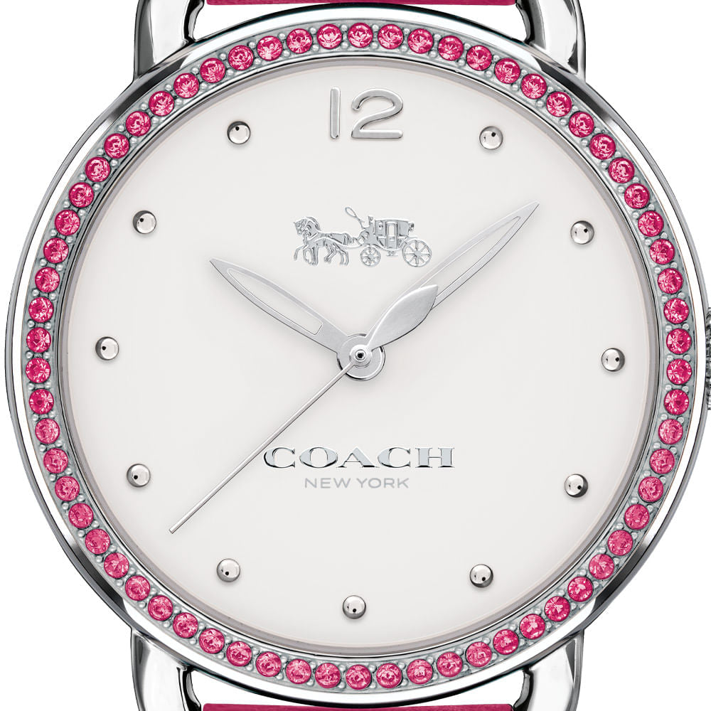 Coach Delancey White Dial Red Leather Strap Watch for Women - 14502879