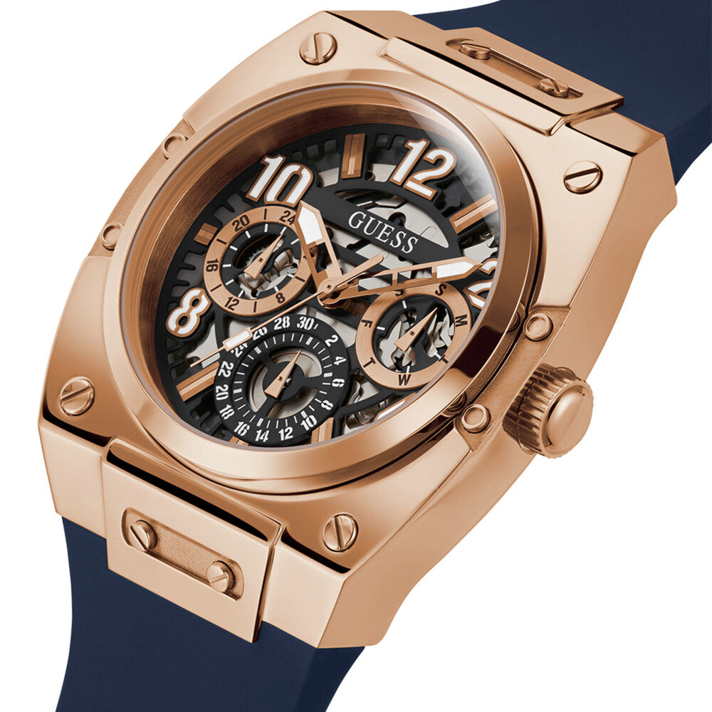 Guess Prodigy Multifunction Navy Blue Dial Blue Silicone Strap Watch For Men - GW0569G3