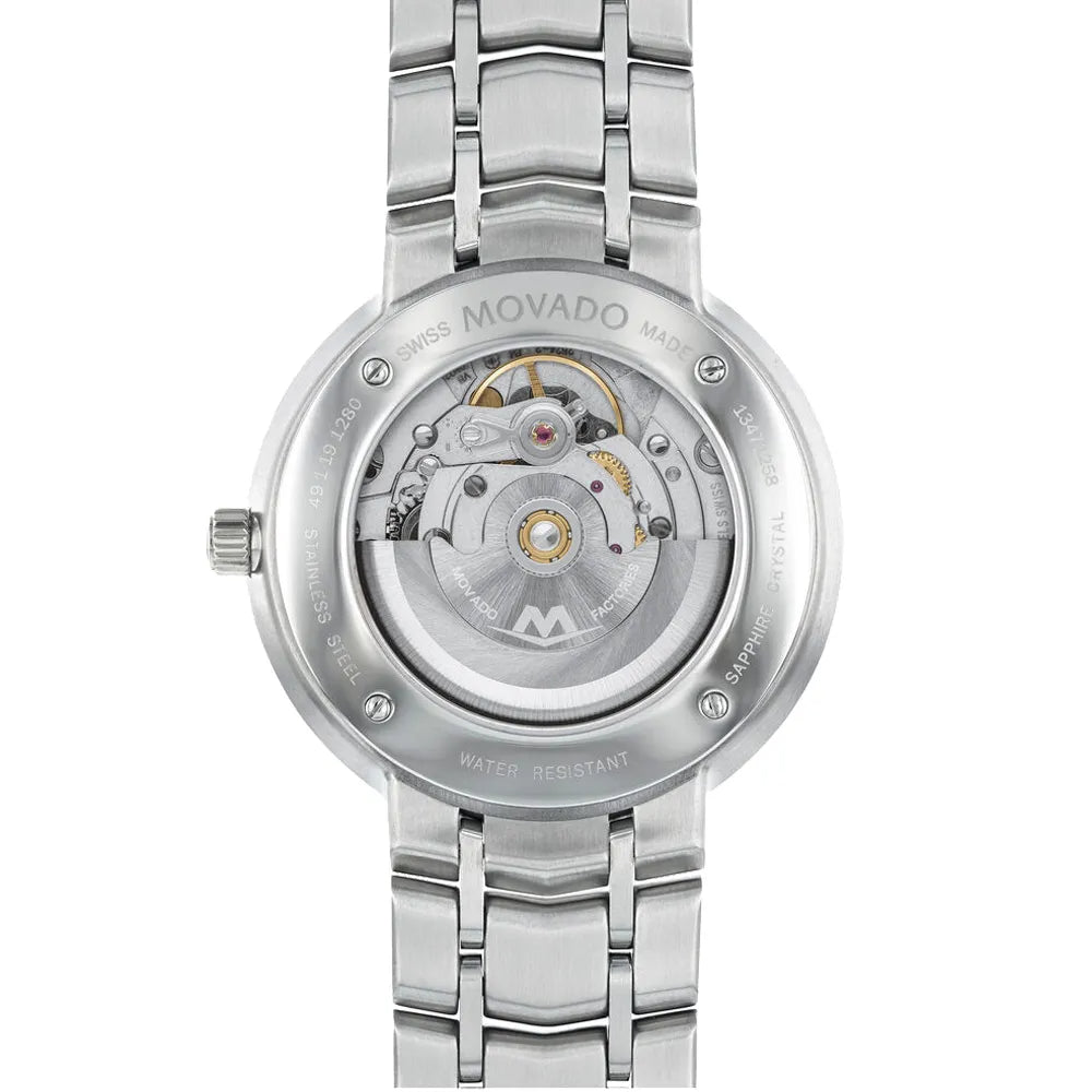 Movado 1881 Automatic Black Dial Silver Steel Strap Watch for Men - 606914