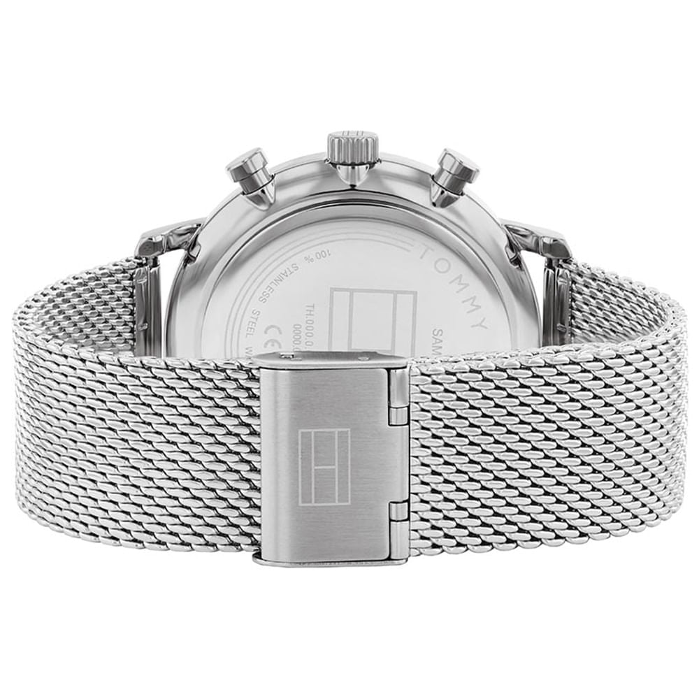 Tommy Hilfiger Legend Chronograph Green Dial Silver Mesh Bracelet Watch For Men - 1710567