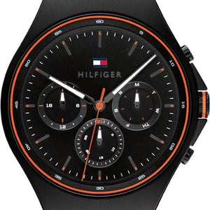 Tommy Hilfiger Justin Black Dial Black Rubber Strap Watch For Men - 1792056