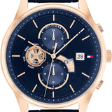 Tommy Hilfiger Weston Chronograph Blue Dial Blue Leather Strap Watch For Men - 1710503