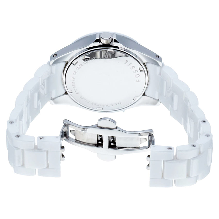 Fossil Ceramic White Dial White Ceramic Strap Watch for Women - CE1002