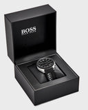 Hugo Boss Velocity Black Dial Black Leather Strap Watch for Men - 1513716