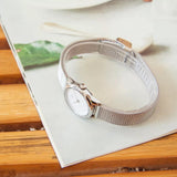 Calvin Klein Minimal White Dial Silver Mesh Bracelet Watch for Women - K3M2312Y