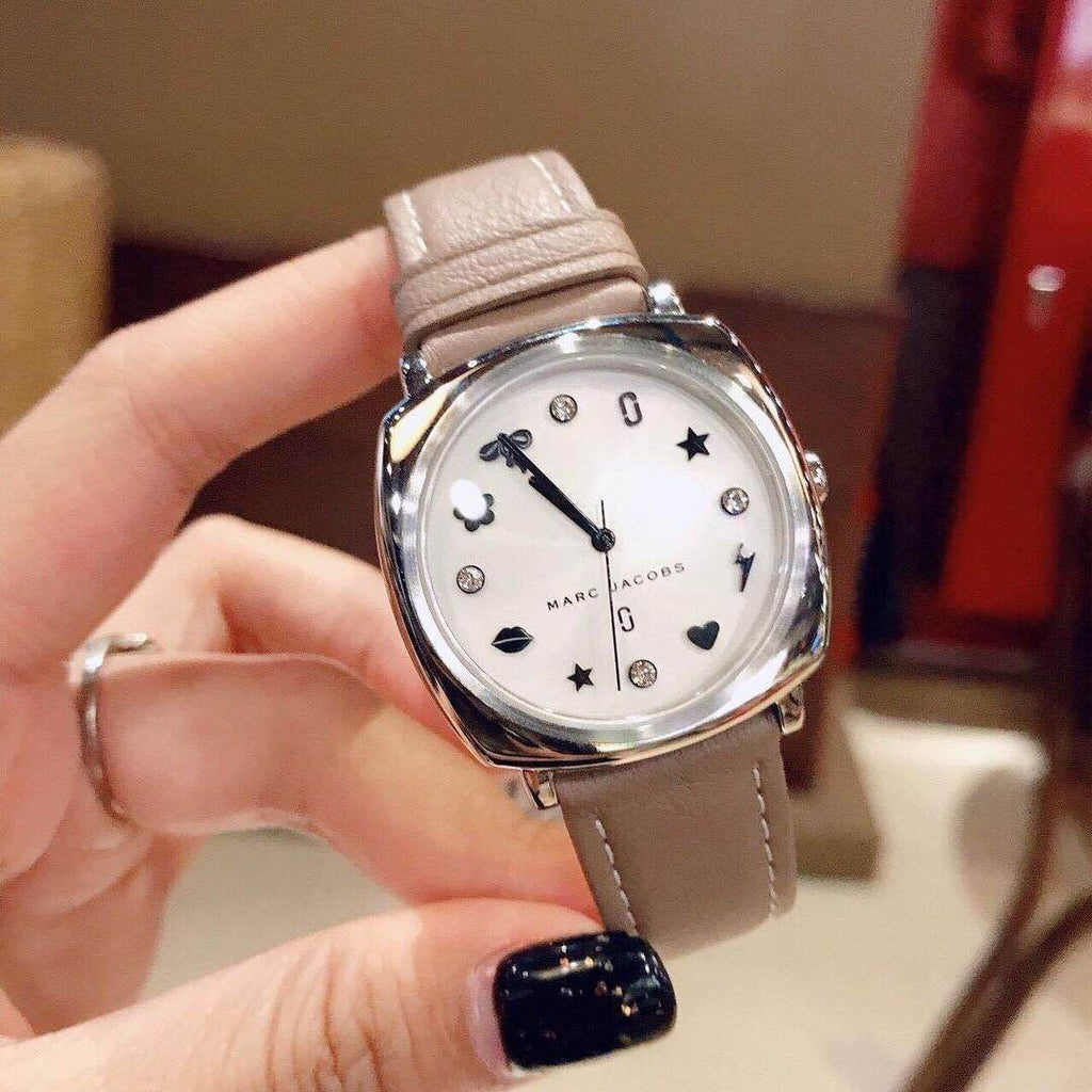 Marc Jacobs Mandy Silver Dial Brown Leather Strap Watch for Women - MJ1563
