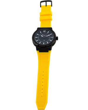 Salvatore Ferragamo F-80 Classic Black Dial Yellow Rubber Strap Watch for Men - SFHY01522