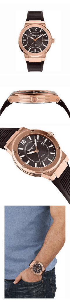 Salvatore Ferragamo F-80 Classic Black Dial Black Rubber Strap Watch for Men - SFHY02522