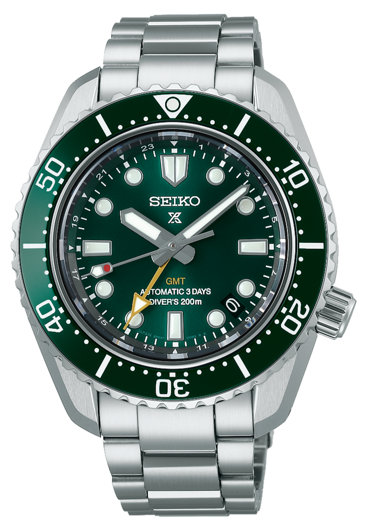 Seiko Prospex GMT Divers Automatic Marine Green Dial Silver Steel Strap Watch For Men - SPB381J1