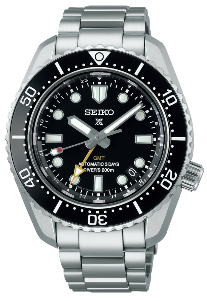Seiko Prosprex Dark Depths GMT Automatic Black Dial Silver Steel Strap Watch For Men - SPB383J1