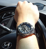 Seiko 5 Sports SKX Automatic Black Dial Black Leather Strap Watch for Men - SRPD55K2