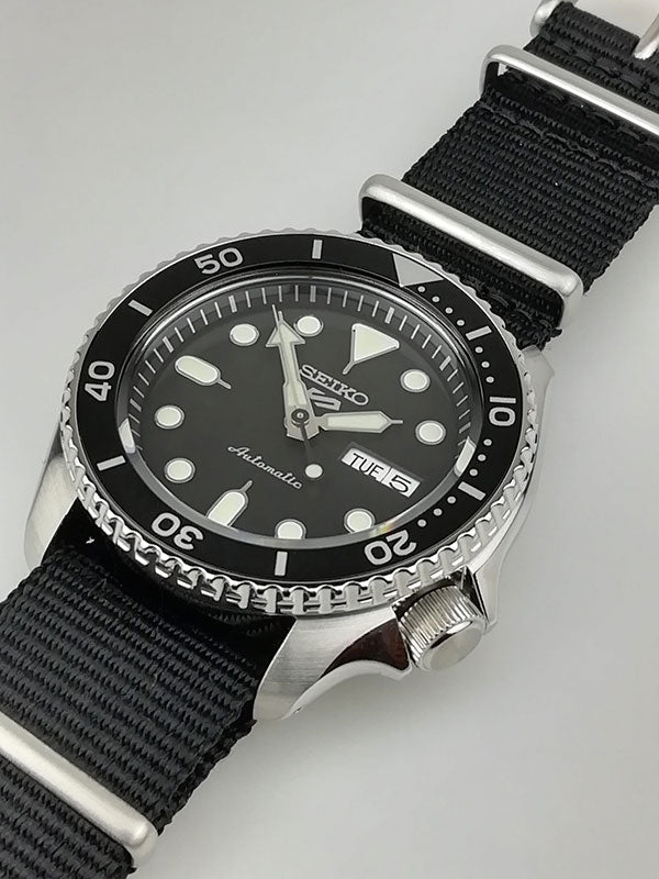 Seiko 5 Sports SKX Automatic Black Dial Black NATO Strap Watch For Men - SRPD55K3