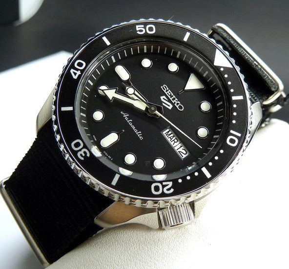 Seiko 5 Sports SKX Automatic Black Dial Black NATO Strap Watch For Men - SRPD55K3