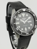 Seiko 5 Sport Automatic Black Dial Black Silicone Strap Watch For Men - SRPD65K3