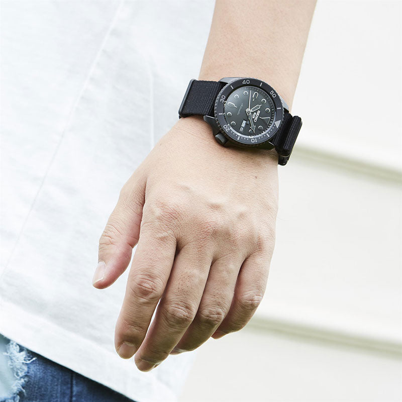 Seiko 5 Sports Automatic Black Dial Black NATO Strap Watch For Men - SRPD79K1