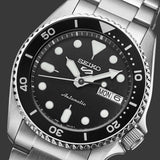 Seiko 5 Sports SKX Automatic Black Dial Silver Steel Strap Watch For Men - SRPK29K1