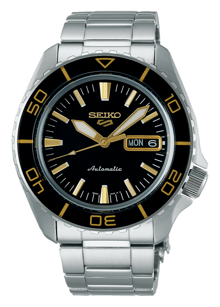 Seiko 5 Sport Automatic SKX Series Black Dial Silver Steel Strap Watch for Men - SRPK99K1