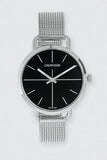 Calvin Klein Even Black Dial Silver Mesh Bracelet Watch for Women - K7B23121